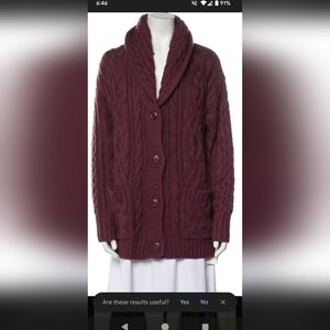 Skull cashmere burgundy plunge cardigan